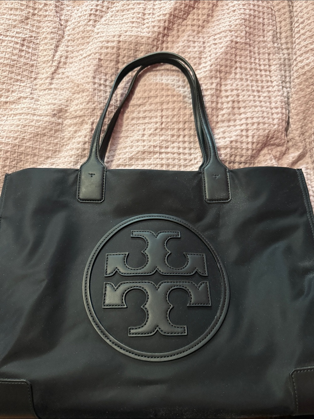 Tory Burch Ella Black Logo Tote